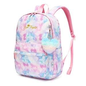 otbjmbx backpack for girls, kids elementary bookbag, waterproof large space school backpacks for teens, suitable for travel and school (tie dyed purple)