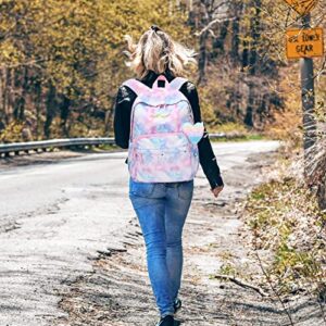 Otbjmbx Backpack for Girls, Kids Elementary Bookbag, Waterproof Large Space School Backpacks for Teens, suitable for Travel and School (Tie Dyed Purple)