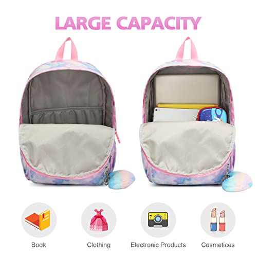 Otbjmbx Backpack for Girls, Kids Elementary Bookbag, Waterproof Large Space School Backpacks for Teens, suitable for Travel and School (Tie Dyed Purple)