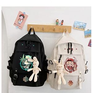 Genshin Impact Klee Backpacks Bookbag bag Daypack for Teens Adult Large Capacity Travel Bag of 18" With Cute Doll of Bunny