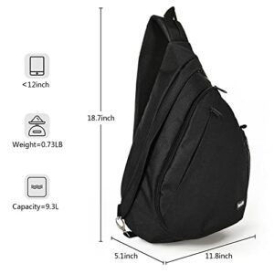 Storvyllf Single Strap Backpack for Men,Travel Mens Sling Bag Black Waterproof Crossbody Bag Women Boy Chest Shoulder Hiking Daypacks