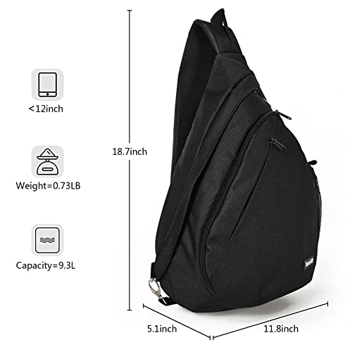 Storvyllf Single Strap Backpack for Men,Travel Mens Sling Bag Black Waterproof Crossbody Bag Women Boy Chest Shoulder Hiking Daypacks