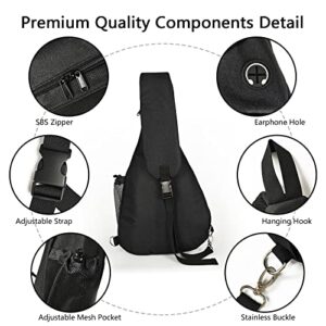 Storvyllf Single Strap Backpack for Men,Travel Mens Sling Bag Black Waterproof Crossbody Bag Women Boy Chest Shoulder Hiking Daypacks