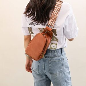 Women Chest Bag Sling Bag Guitar Strap Small Crossbody PU Leather Satchel Daypack Multipurpose Chest Bag For Traveling