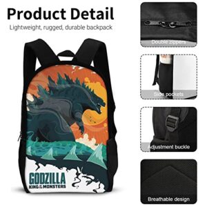 17 Inch Cool Monster Backpack 3D Printing Anime Dinosaur Backpacks Lightweight Multifunction Casual Bookbag