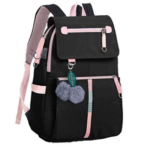 backpack for girls schoolbag children bookbag women casual daypack-black