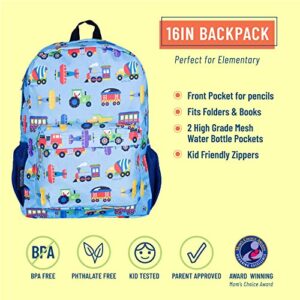 Wildkin 16-Inch Kids Backpack for Boys & Girls, Perfect for Elementary School Backpack, Features Padded Back & Adjustable Strap, Ideal Size for School & Travel Backpacks (Trains, Planes, and Trucks)