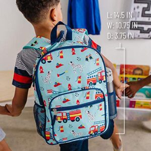 Wildkin Day2Day Kids Backpack for Boys and Girls, Measures 14.5 x 10.75 x 3.75 Inches Backpack for Kids, Ideal Size for School and Travel Backpacks (Firefighters)