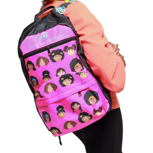 EPIC Everyday School, Travel Backpack African American Girl Characters (Pink)