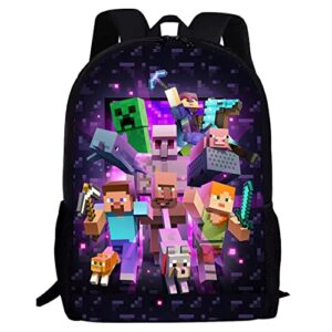 moare minecraft 3d printed school backpack cartoon casual travel bags lightweight durable backpack schoolbag for boys girl fans gifts