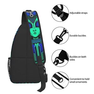 AMRANDOM Casual Sling Backpack for Men Boys Cool Alien And Triangle In Lotus Crossbody Backpack, Unbalance Gym Bag Travel Bag Outdoor Hiking Daypack, One Size