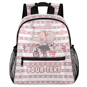 auuxva cute elephant custom kid’s name toddler backpack,animal pink personalized backpack with name/text for kids boys girls 3-6 years preschool kindergarten daycare bag with chest strap