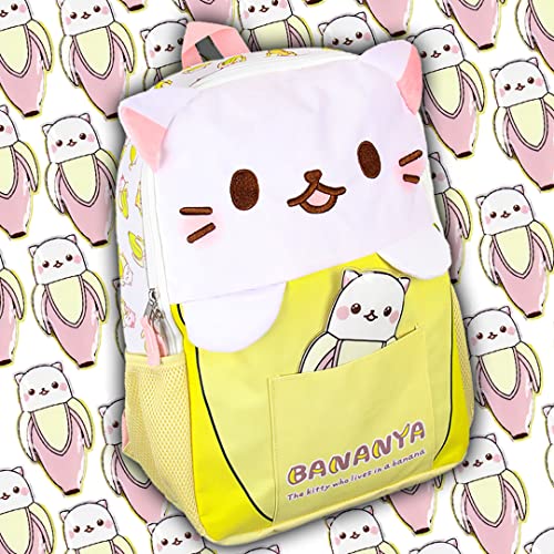 Crunchyroll Bananya Plush 3-D Cat Anime Cartoon 16" Backpack