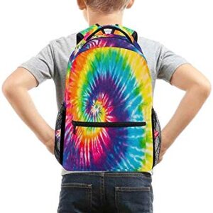 Wamika Red Tartan Plaid School Backpack Waterproof Shoulder Bookbag, Color2, Tie Dye, 11.5X8X16 IN