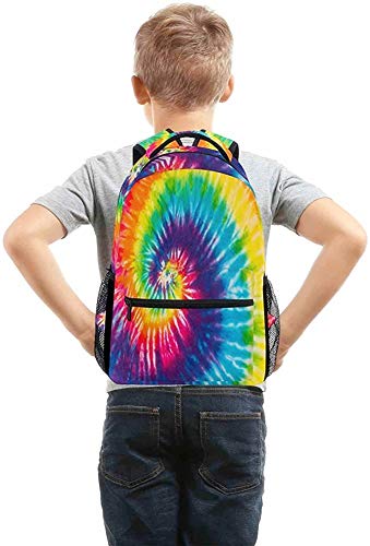 Wamika Red Tartan Plaid School Backpack Waterproof Shoulder Bookbag, Color2, Tie Dye, 11.5X8X16 IN