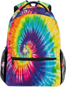 wamika red tartan plaid school backpack waterproof shoulder bookbag, color2, tie dye, 11.5x8x16 in