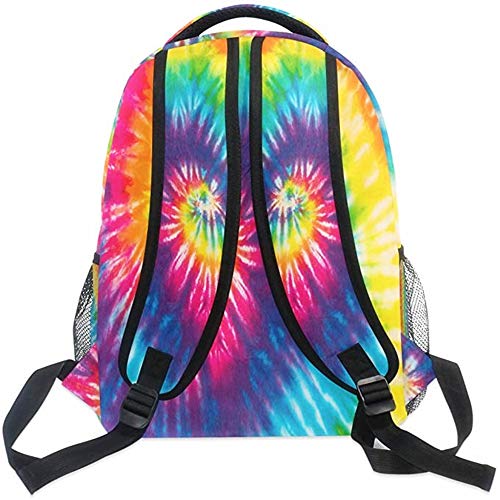 Wamika Red Tartan Plaid School Backpack Waterproof Shoulder Bookbag, Color2, Tie Dye, 11.5X8X16 IN