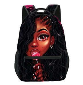 galirvc african black girl bookbag cute backpack casual schoolbag for teens girls students school outdoor 17 inch