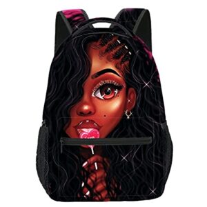 GALIRVC African Black Girl Bookbag Cute Backpack Casual Schoolbag for Teens Girls Students School Outdoor 17 Inch