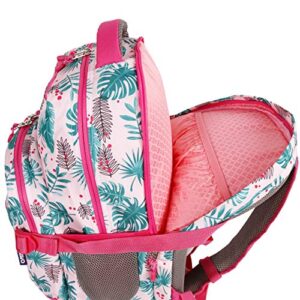 J World New York Atom Multi-Compartment Laptop Backpack, Palm Leaves, 18.5 X 13 X 7.5 (H X W X D)