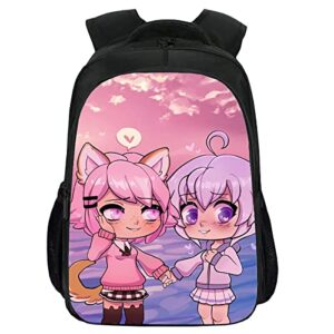gacha life backpacks, casual backpacks cartoon backpacks laptop bags travel backpacks large capacity girl boy backpacks 16in