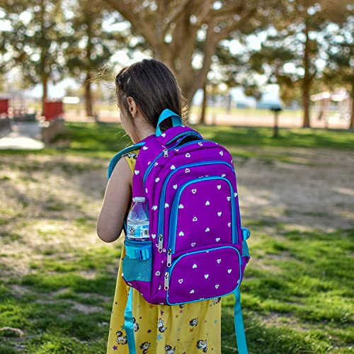 BLUEFAIRY Backpack Set with Lunch Bag for Girls Bookbag Kids Elementary School Bags for Child Teens Lightweight Waterproof Nylon Sturdy Gifts Large Pocket (Purple & Blue)