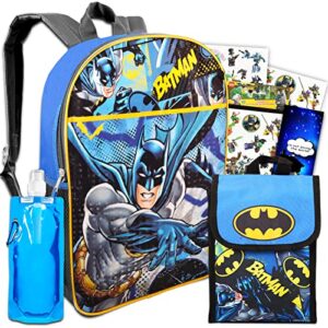 fast forward batman backpack with lunch box set – bundle with 16” batman backpack, batman lunch box, water bottle, stickers, more batman backpack for boys 4-6