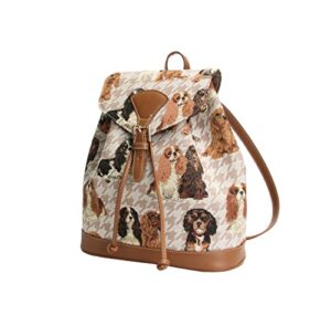 signare tapestry fashion backpack rucksack for women with cavalier king charles spaniel dog design (ruck-kgcs)