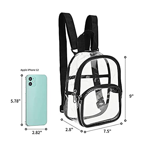 AWXZOM mini Clear Backpack + clear Fanny Pack stadium approved, Waterproof Transparent Backpack with Adjustable Straps for School Work Sports Event Travel Concert approved