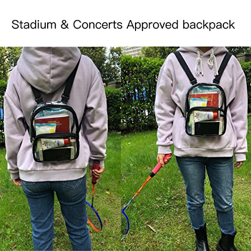 AWXZOM mini Clear Backpack + clear Fanny Pack stadium approved, Waterproof Transparent Backpack with Adjustable Straps for School Work Sports Event Travel Concert approved