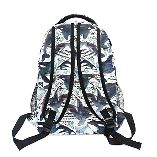 AUUXVA Sea Animal Killer Whale Durable Backpack College School Book Shoulder Bag Travel Daypack for Boys Girls Man Woman