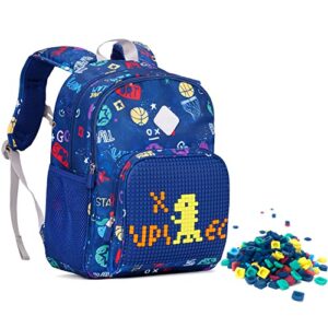 upixel elementary school backpack for boys and girls diy patterns kids backpack for age 6-12 big capacity 3 compartments kids bookbag with chest strap
