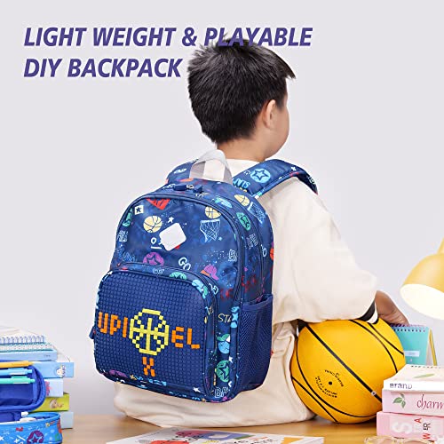 UPIXEL Elementary School Backpack for Boys and Girls DIY Patterns Kids Backpack for Age 6-12 Big Capacity 3 Compartments Kids Bookbag with Chest Strap