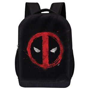 marvel comics classic deadpool backpack – marvel black deadpool 18 inch air mesh padded bag (deadpool logo spray 2)