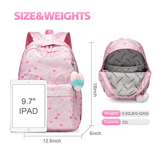 Backpack for Girls, Kids Elementary Bookbag, Waterproof Large Space School Backpacks for Teens for Travel and School