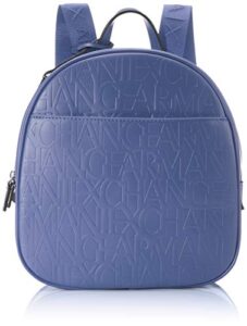 a|x armani exchange small logo all over debossed backpack, denim-denim