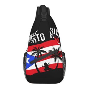 puerto rico rican flag sling bag/crossbody backpack/puerto rican shoulder bag for travel, hiking, cycling, camping, work