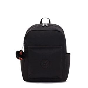 kipling women’s bennett, lightweight, minimal, nylon laptop backpack, black tonal, 12”l x 15”h x 6.25”d