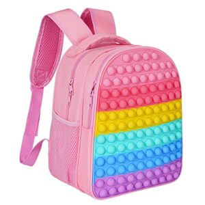 fidvioi girls backpack for school, cute pink backpack with pop, rainbow elementary book bag back to school supplies gifts for girls kids