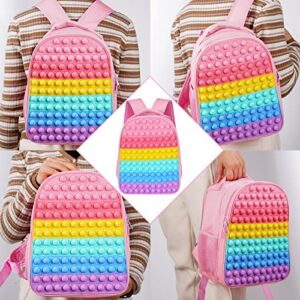 Fidvioi Girls Backpack for School, Cute Pink Backpack with Pop, Rainbow Elementary Book Bag Back to School Supplies Gifts for Girls Kids