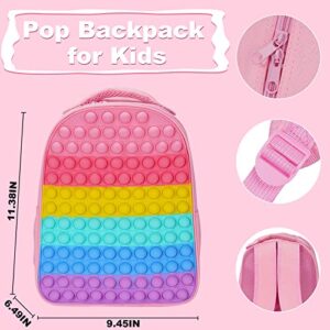 Fidvioi Girls Backpack for School, Cute Pink Backpack with Pop, Rainbow Elementary Book Bag Back to School Supplies Gifts for Girls Kids