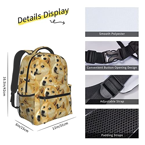 Koerlam Mr Doge Meme Laptop Backpack Girls Boys Bookbag Cute Fashion Casual Travel Bag Preschool Large Daypack For With Chest Strap Multi-Pocket One Size