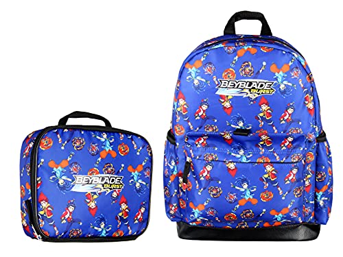 Beyblade Burst Spinner Tops Character Allover Print Backpack with Lunch Bag Tote