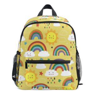 mnsruu toddler backpack, rainbow kids backpack yellow sun small bookbag for girls kawaii mini travel backpack for preschool