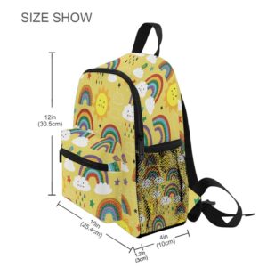 MNSRUU Toddler Backpack, Rainbow Kids Backpack Yellow Sun Small Bookbag for Girls Kawaii Mini Travel Backpack for Preschool