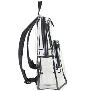 Eastsport Clear Backpack, Fully Transparent with Adjustable Colorful Padded Straps - Black