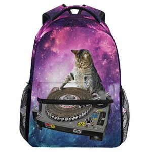 wamika funny kitty cat school backpacks for girls kids boys galaxy nebula book bag waterproof student laptop backpack casual extra durable lightweight travel sports day pack college carrying bags