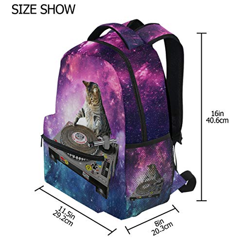 Wamika Funny Kitty Cat School Backpacks for Girls Kids Boys Galaxy Nebula Book Bag Waterproof Student Laptop Backpack Casual Extra Durable Lightweight Travel Sports Day Pack College Carrying Bags