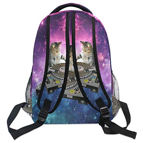 Wamika Funny Kitty Cat School Backpacks for Girls Kids Boys Galaxy Nebula Book Bag Waterproof Student Laptop Backpack Casual Extra Durable Lightweight Travel Sports Day Pack College Carrying Bags