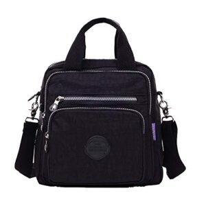 vvvso women’s waterproof nylon crossbody shoulder bag durable casual backpack (black)